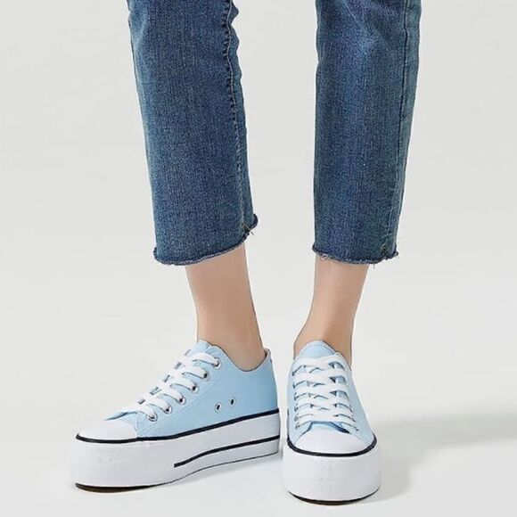 Platform Canvas Low Top Sneakers - Picture 1 of 5